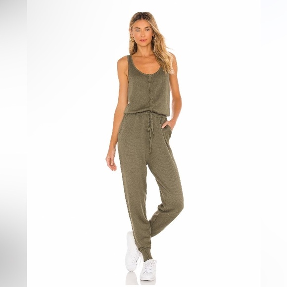 NEW REVOLVE Lovers+Friends Olive Green Knit Ida Jumpsuit Size S